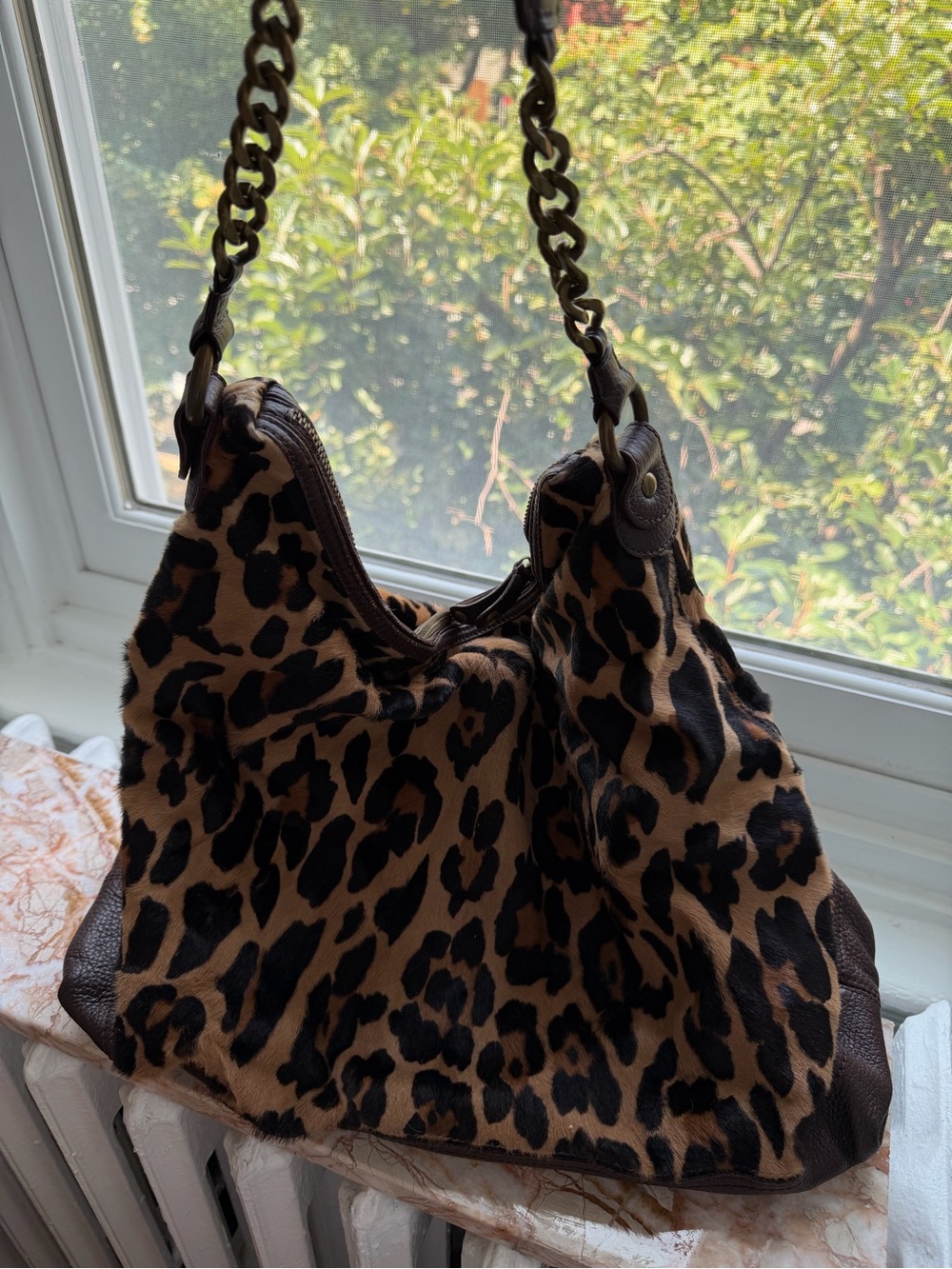 J. Crew Collection Leopard Print Tote Shoulder Bag - Brown/Black